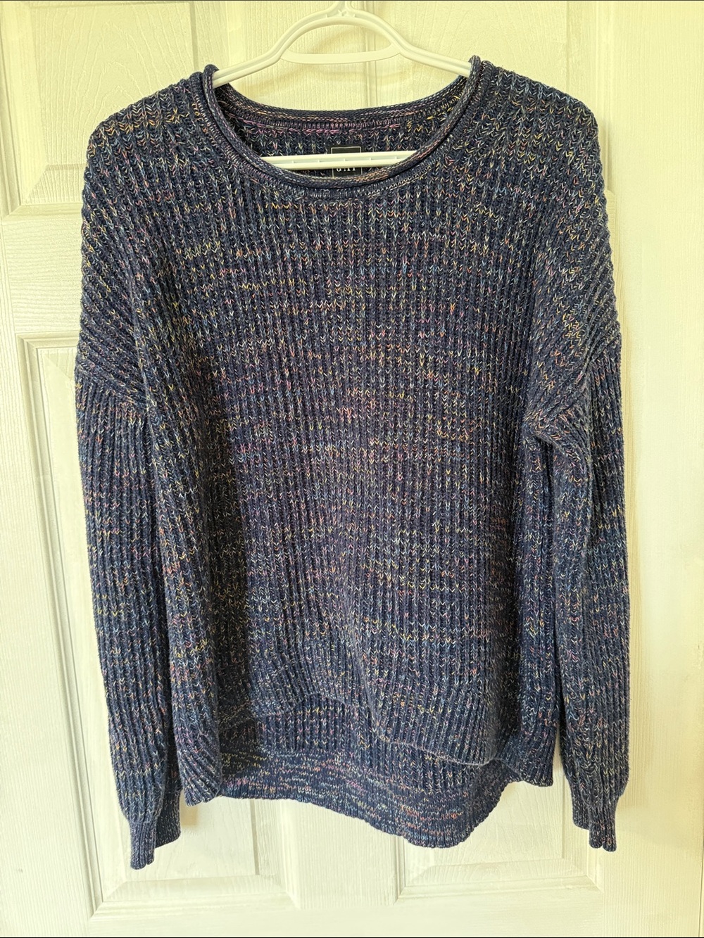 100% cotton Navy Multicolor Ribbed Crewneck Sweater P21.5 L22.5 S18